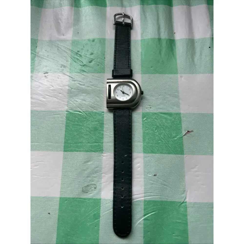 Unique Silver Tone Black Band Women’s Quartz Watch